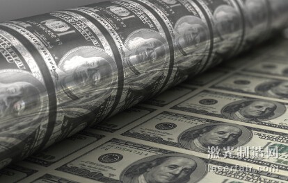 圖2：用激光雕刻印刷紙幣用的滾筒。