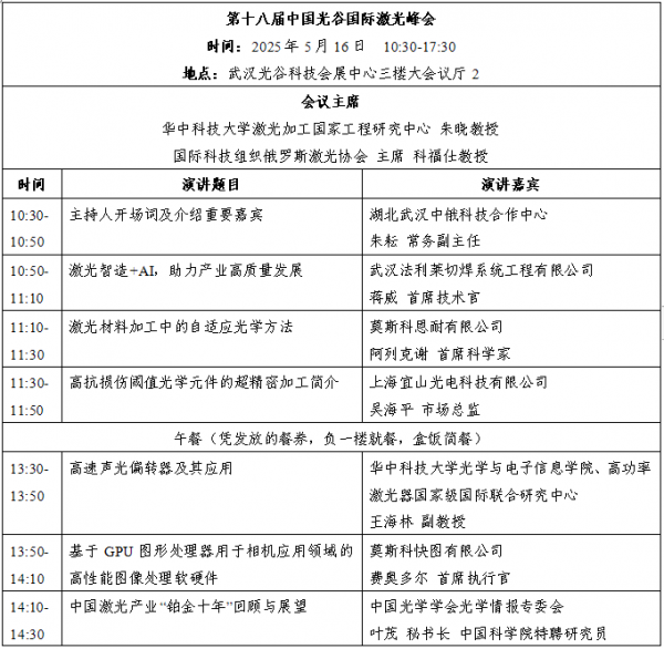 第十八屆中國光谷國際激光峰會即將召開