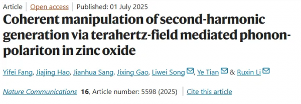 上海光機(jī)所在太赫茲聲子極化激元產(chǎn)生及相干調(diào)制機(jī)理方面取得重要進(jìn)展